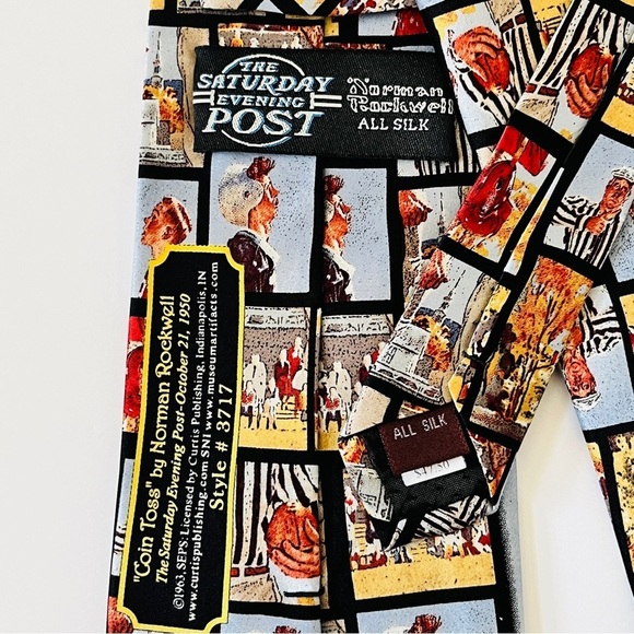 Norman Rockwell Silk Tie Coin Toss The Saturday Evening Post Style 3717 - Picture 4 of 9